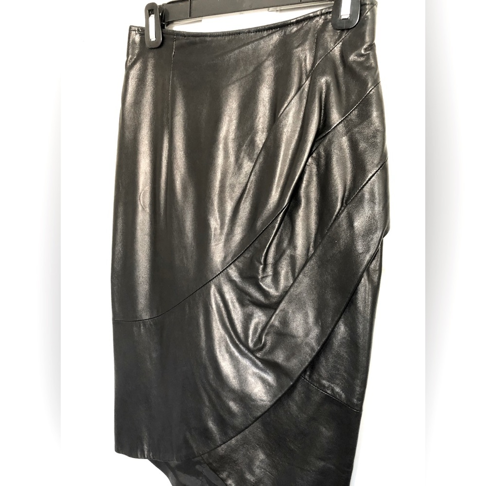 Danier / Object black leather tulip pencil skirt
